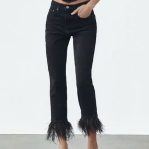 Zara black jeans with feather ankle
